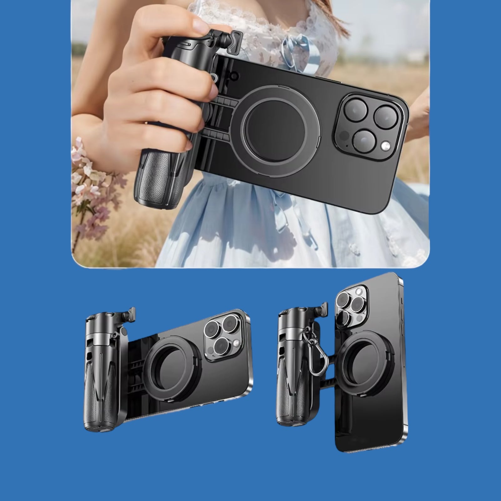 Magnetische opvouwbare selfiestick – 360° draaibare houder