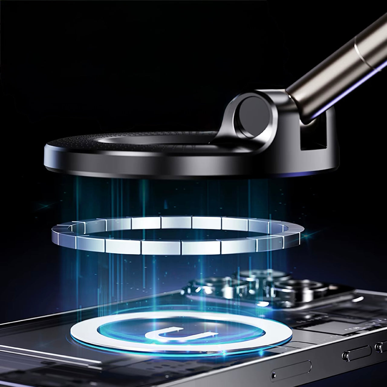 Opvouwbare magnetische vacuüm autotelefoonhouder