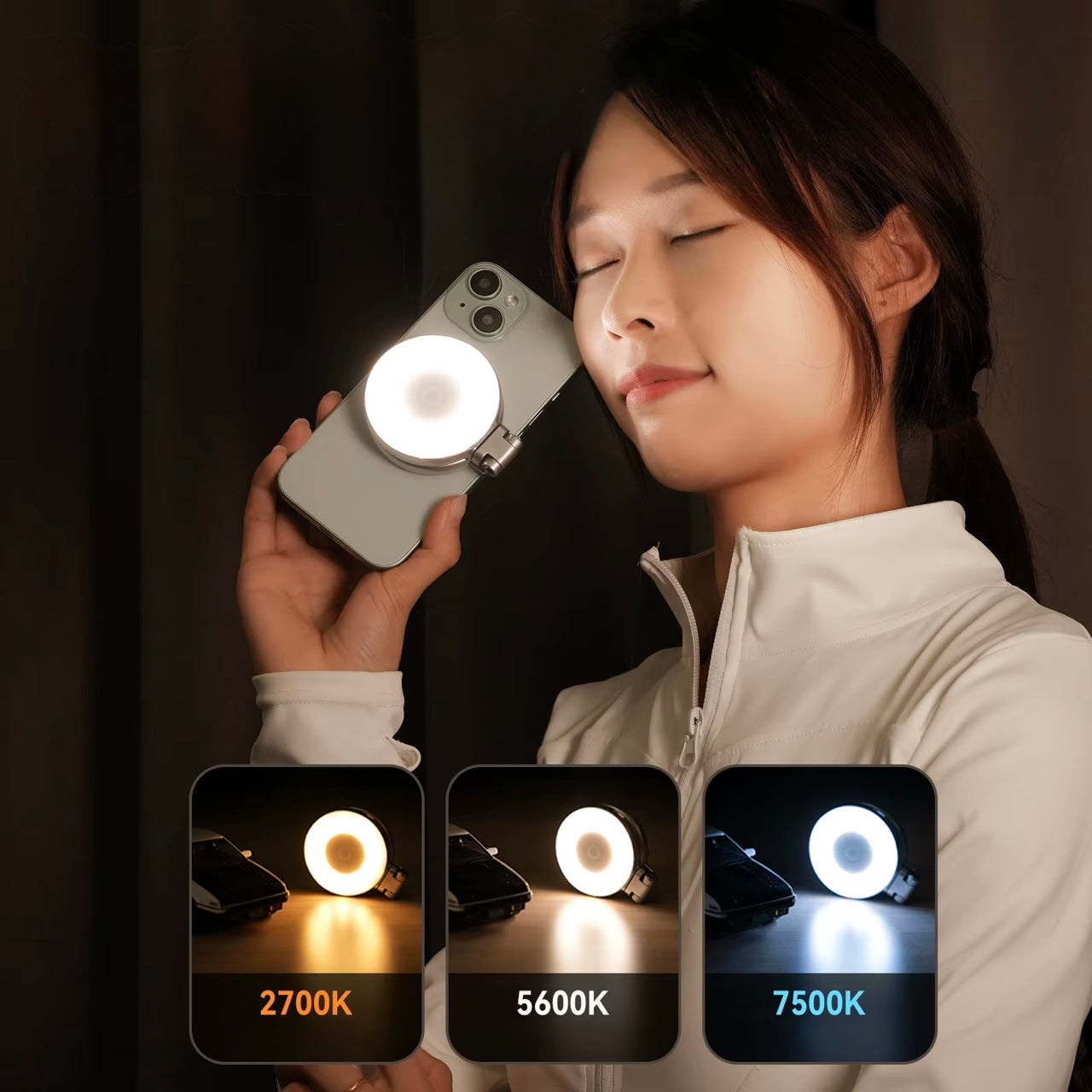 Lumière magnétique pour selfie
