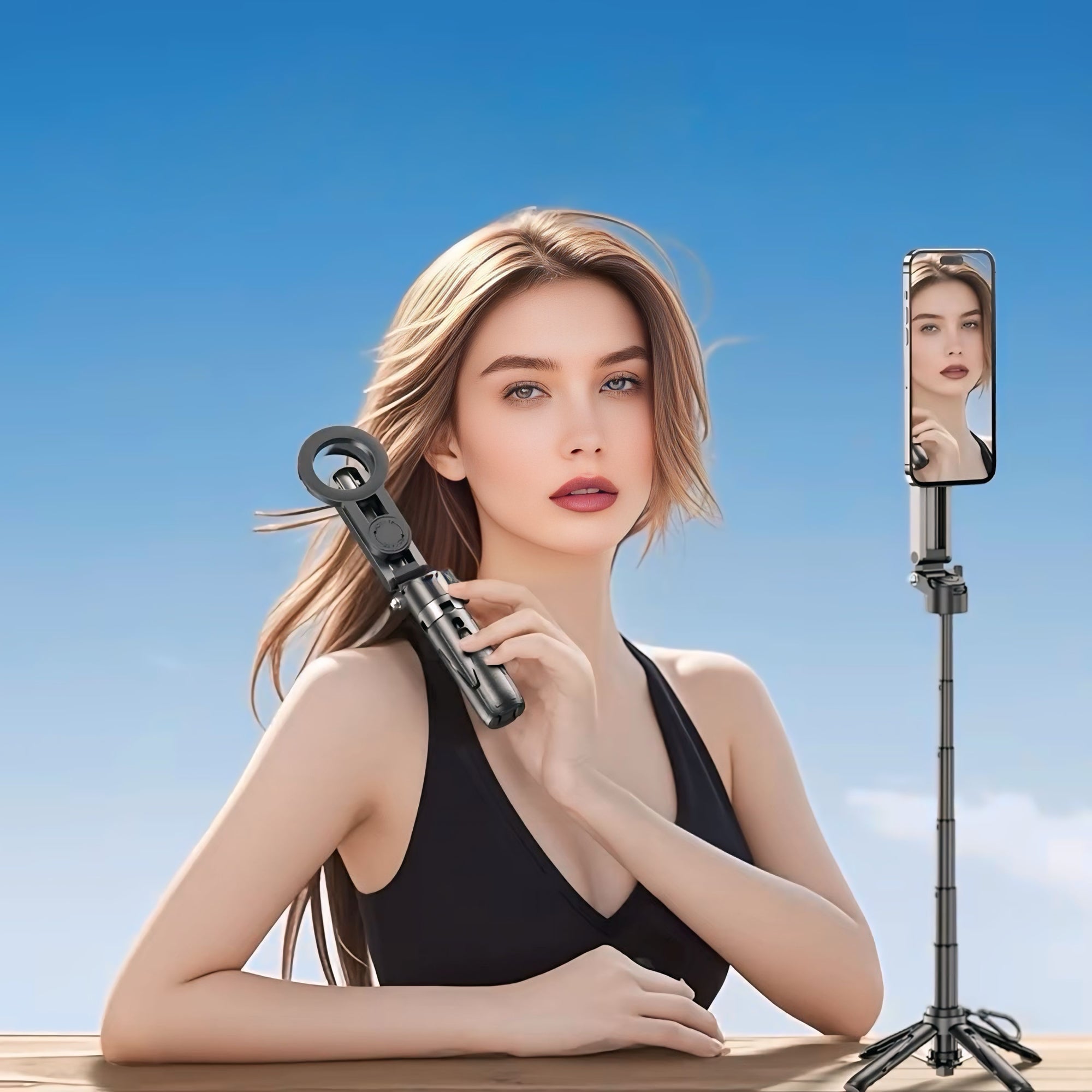 Magnetic Foldable Selfie Stick – 360° Rotating Mount