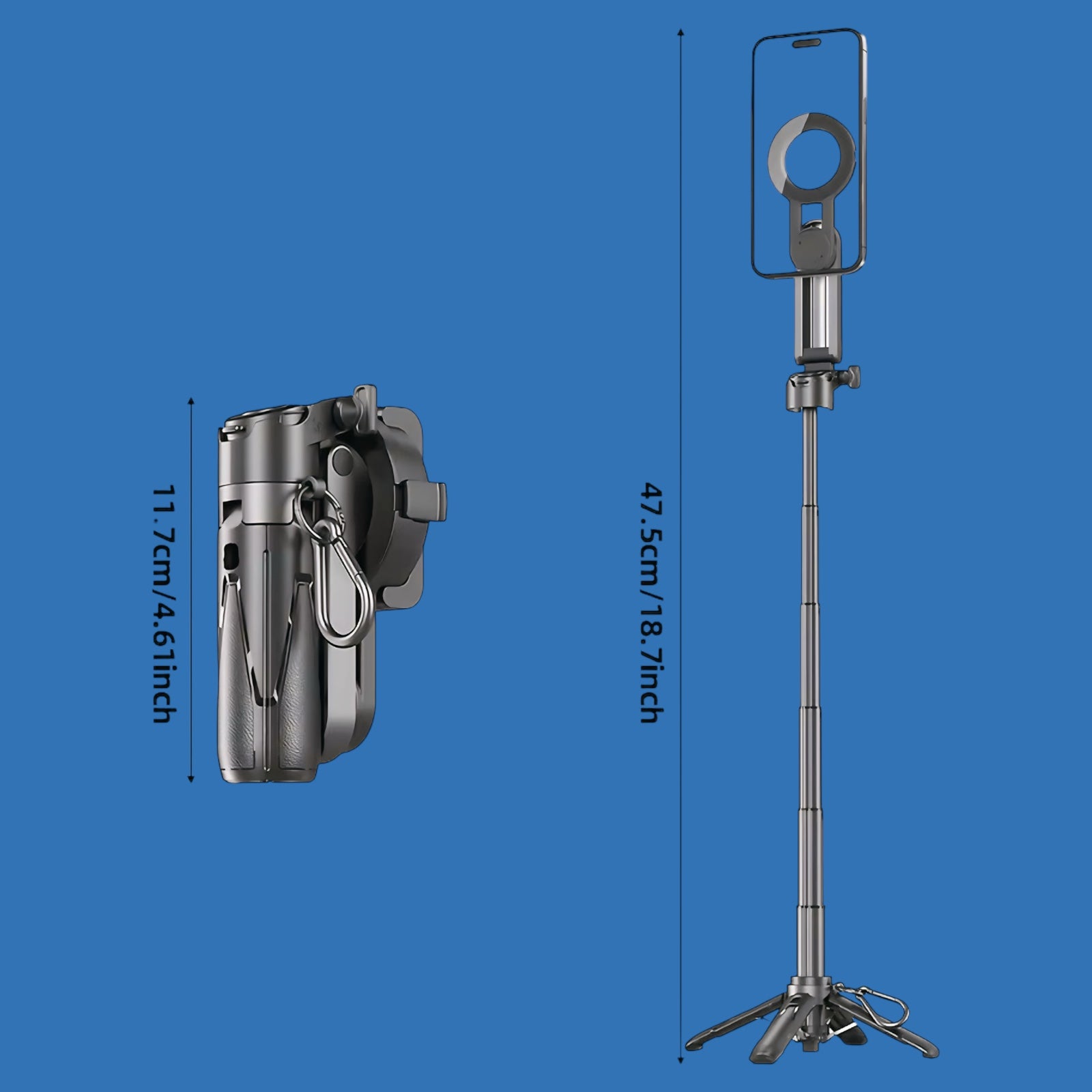Magnetic Foldable Selfie Stick – 360° Rotating Mount