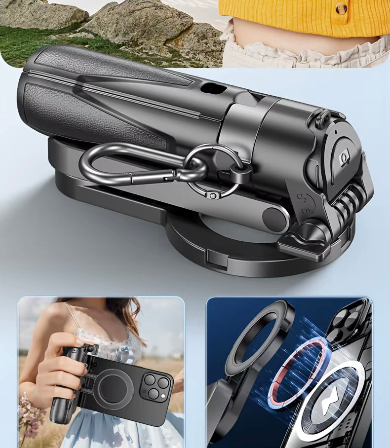 Magnetic Foldable Selfie Stick – 360° Rotating Mount