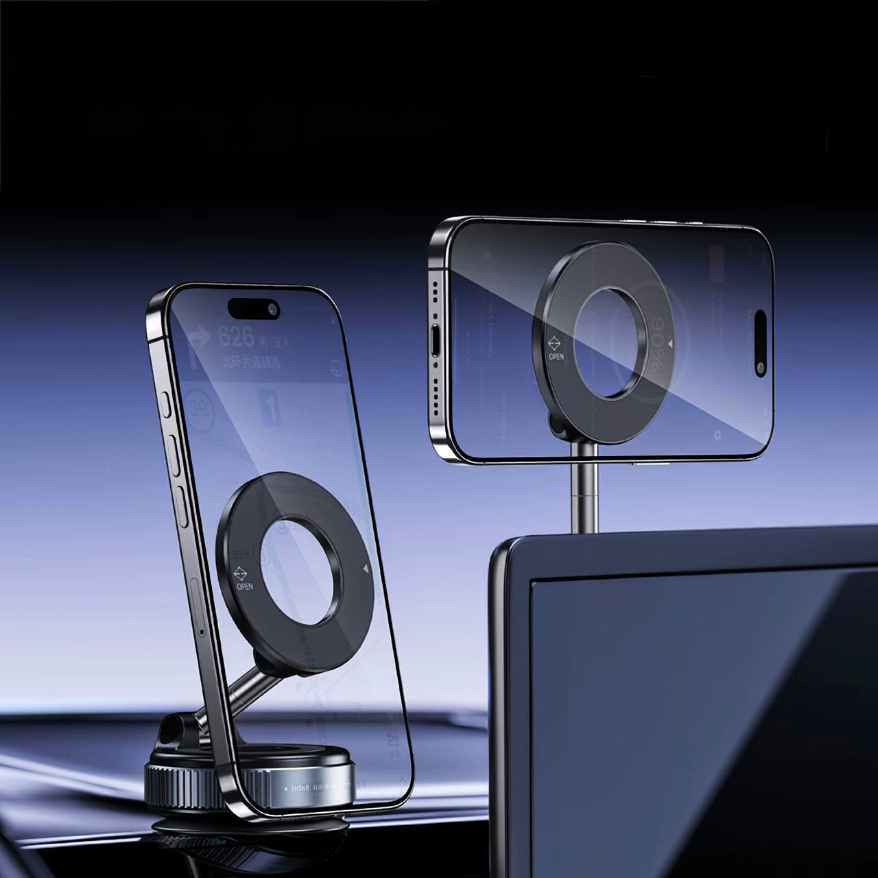 Foldable Magnetic Vacuum Car Phone Holder