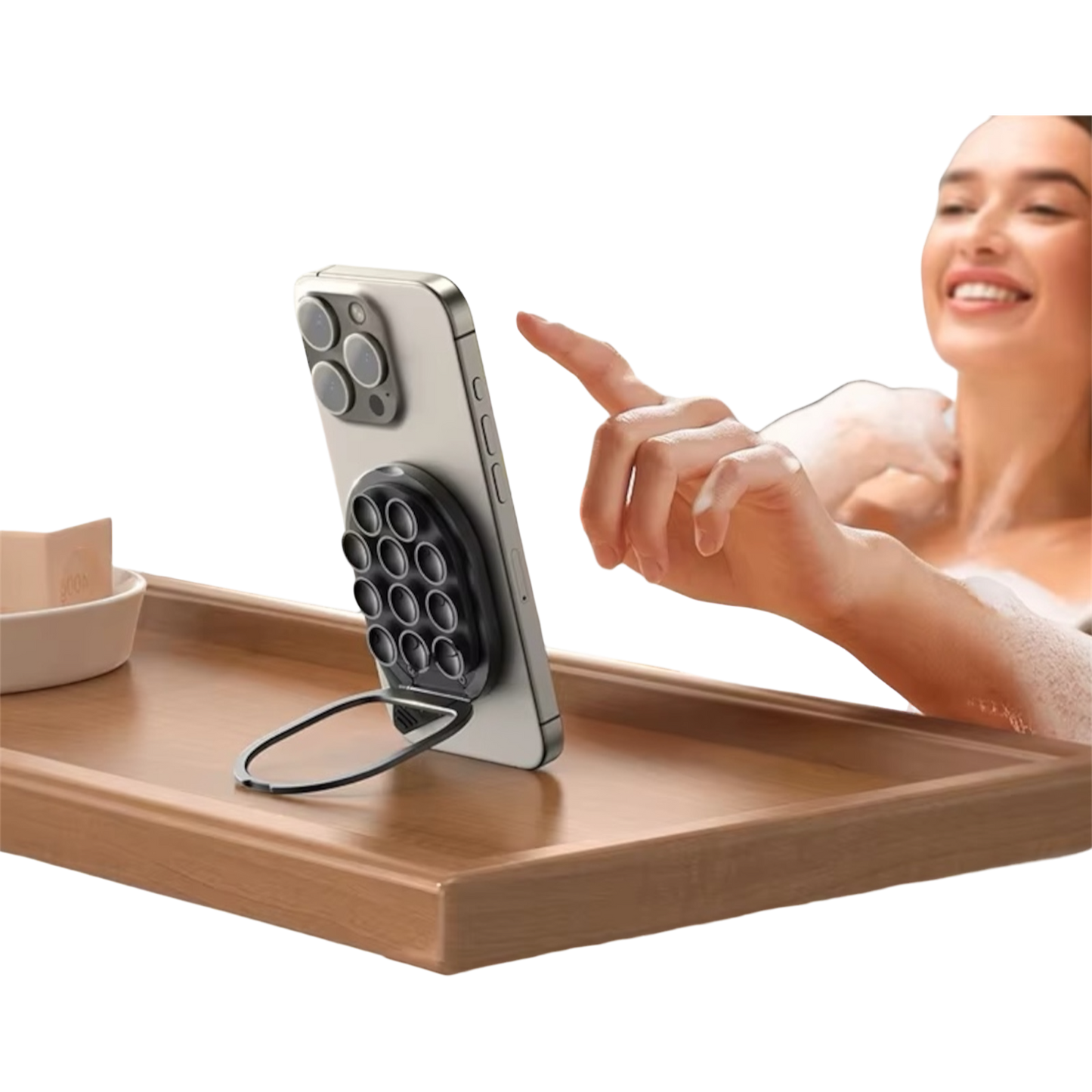 Soporte magnético con ventosa para teléfono
