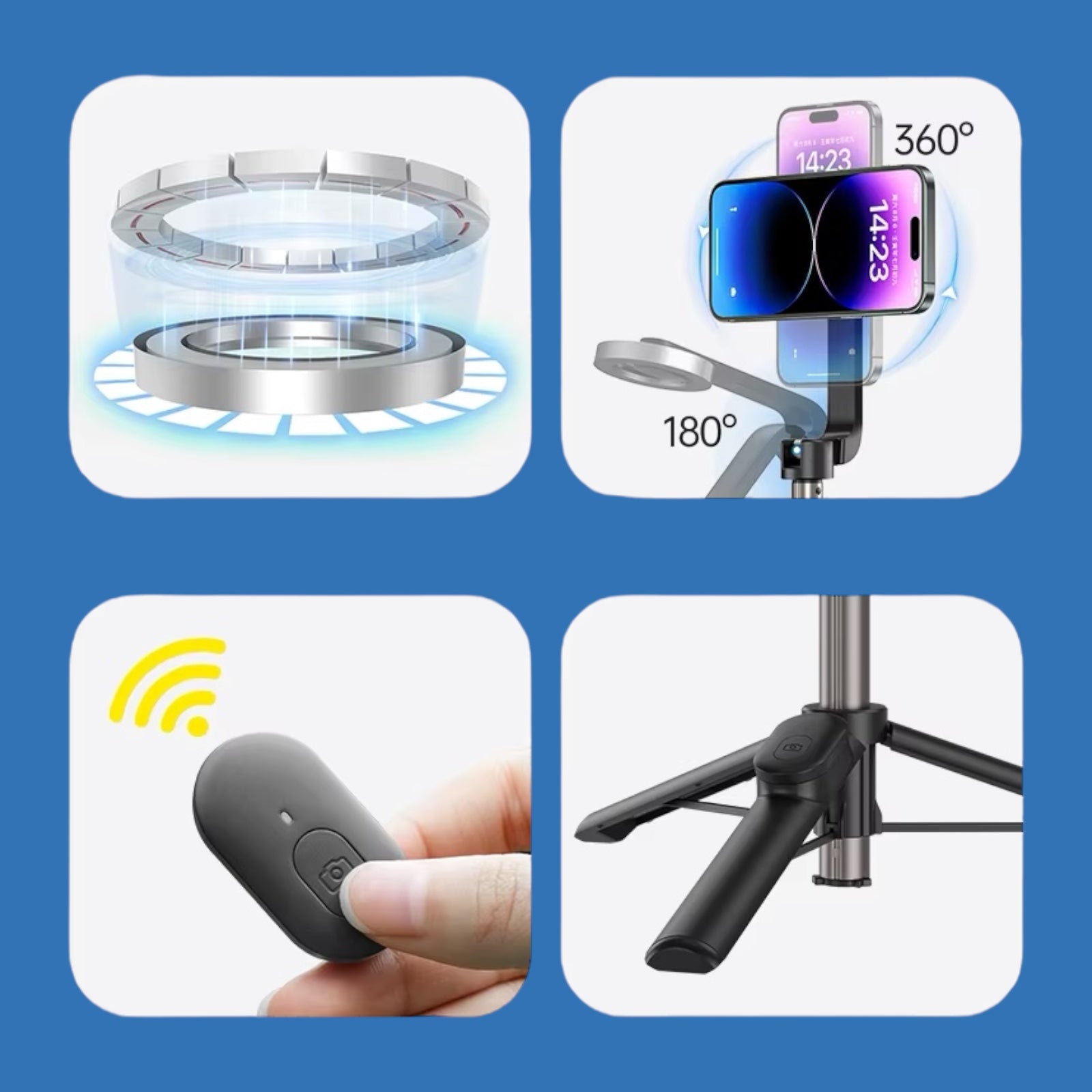 Magnetic Selfie Tripod with Remote